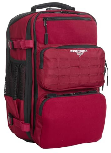 ELITRAINX Taktischer Rucksack Pro 45 l, regenabweisend, mit Thermotasche, Schuhfach, Sicherheitsverschluss, versiegelte Reißverschlüsse, Laptopfach von Elitex Training, Rot, moyen à grand