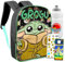 Baby Yoda Rucksack für Kinder – Paket mit 38,1 cm Baby Yoda Rucksack, Wasserflasche, Aufklebern und mehr | Star Wars Rucksack für Jungen, Mädchen, Baby Yoda Rucksack für Mädchen, Baby Yoda Backpack