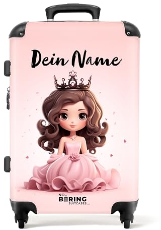 NoBoringSuitcases.com Kinderkoffer, Reisekoffer Personalisiert, Kinderkoffer Mädchen, Koffer Groß, Koffer Kinder, TSA Schloss, Koffer Pink, Mittelgroß, Koffer Mittelgroß (Prinzessin - Rosa 67 cm-72 L)