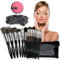 Set de Brochas de Maquillaje Profesional 16 Pinceles Maquillaje Juego de Brochas de Alta Precisión para Rostro y Ojos Incluye Estuche Diadema y Disco Desmaquillante Ideal Uso Diario Viaje y Regalo