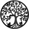 CREATCABIN Tree Of Life Metal Wall Decor Cat Iron Wall Art Black Wall Sculpture Wall Hanging Ornament Hollow Indoor Metal Wall Display Gift for Family Friend Housewarming Party Birthday 11.8x11.8 Inch