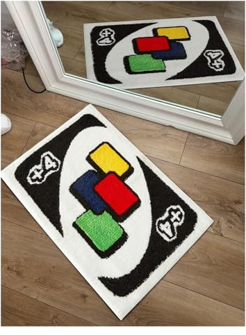 Funky Retro-Überwurf-Teppich, modern, abstrakt, rutschfest, waschbar, weich, für Schlafzimmer und Badezimmer, lustiges Geschenk zum Einzug, Schwarz, 80 x 120 cm