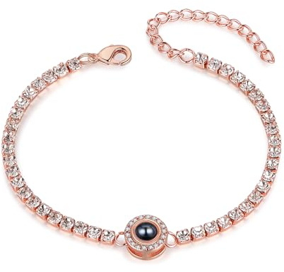 Bracelet Personnalisé Femme avec Photo Cadeau pour la Fête Des Mères Anniversaire Noël Bracelet Infini Cadeaux Personnalisés pour Maman Fille épouse Petite Amie