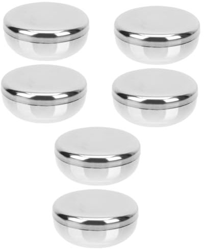 Amosfun 6pcs Stainless Steel Korean Style Rice Bowl with Lids, Insulated Metal Bowls for Serving Rice, Snacks (10cm)