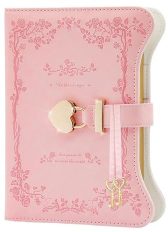 Lock Diary,B6 PU Leather Hardcover Notebook with Lock and Key - 360 Pages, Cute Journals, Secret Diary for Women Girls, Diary Planner