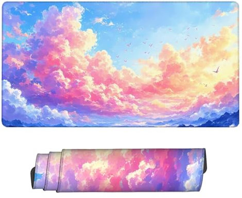 Tapis de Souris XXL Couleur 1200x600x3mm, Texturée Résistant à Usure Lavable Tapis Souris Nuage Grand Tapis de Souris Gamer avec Surface en Caoutchouc Antidérapant Résistant Tapis de Bureau H2-107