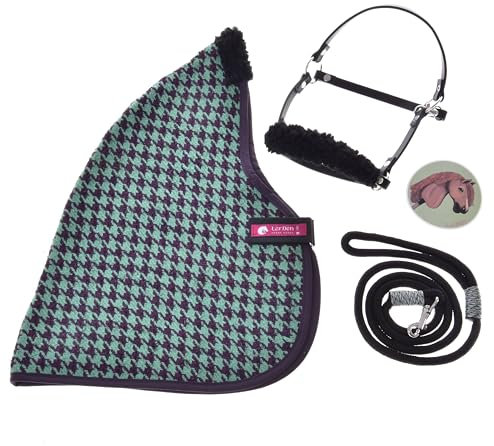 LarDen Hobby Horse Zubehör Set Harmony - Stalldecke, Halfter mit Fell, Führstrick | HANDGEFERTIGT | Große M | Steckenpferd - Grün, Stockpferd Set, Hobby Horsing Pferd, Spielzeug Kinder, Spielpferd