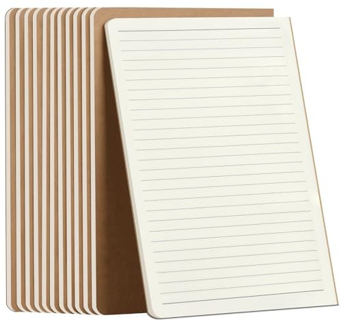 ZCZN Notizbuch A5 liniert, 12 Stück Kraft Cover Notizheft mit 30 Blatt, Heft für Büro und Schule