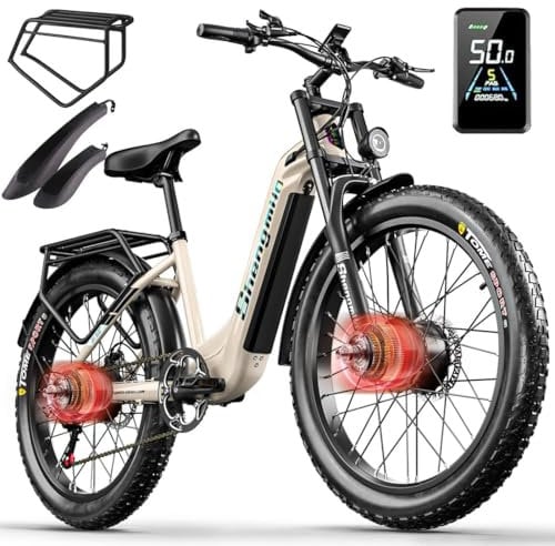 Shengmilo E Bike S700 Electric Bike 26 Inch E-Mountain Bike full suspension E-Bike 48V17.5Ah Battery 7-Speed shifting electric cycling with Fat Tire mechanical disc brake aluminum frame