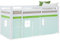 Homestyle4u Hochbett 90x200 grün Vorhang Kinderbett mit Rausfallschutz Leiter Holz Kiefer Massiv Kinderhochbett