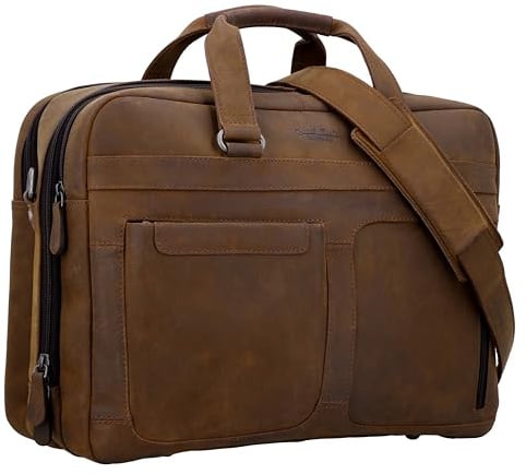 Gusti Umhängetasche Leder - Ripley Laptoptasche Businesstasche Arbeitstasche Braun Leder Herren