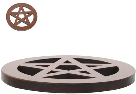 GARVALON Hölzerner Pentagramm Wandanhänger Altarschmuck Vintage Dekoration Holzuntersetzer für Religiöse Zeremonien und Wohnraum