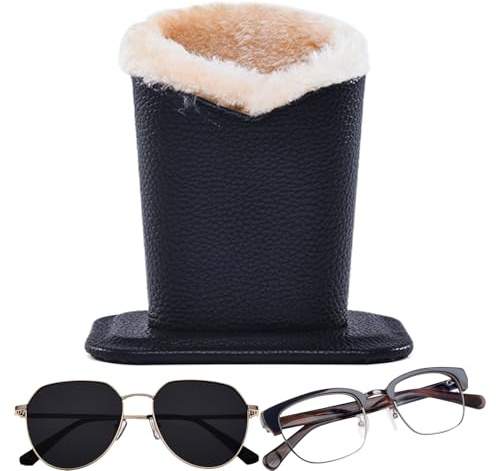 Mppchhn Halter für Brillen, Brillen, mit Plüsch gefüttert, kratzfestes PU-Leder, Tisch-Organizer-Tasche für Wohnmobil, Nachttisch, Schlafsaal, Wohnzimmer