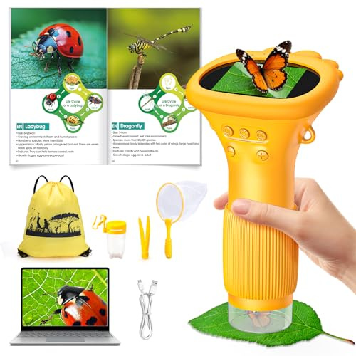 1000X Handheld Digital Microscope for Kids - 2.0 Screen, 5-12 Year Old Boy Gifts-Kids Toys for 5-12 Years Olds Boys Outdoor & Garden Toys Rechargeable Edu Science Experiments, Magnifying Glass