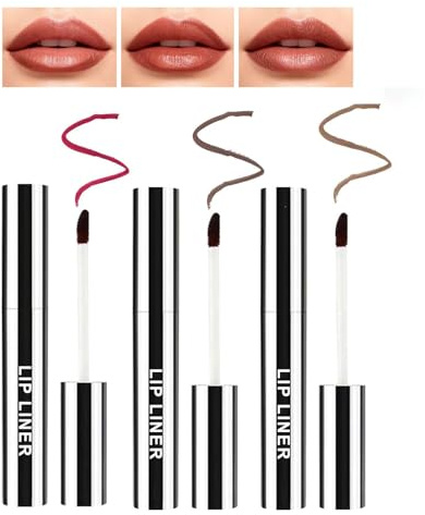 3 Colori Lip Liner Peel Off, Lip Stain Lunga Tenuta, Matita Labbra Waterproof Effetto Naturale, Tinta Labbra Peel Off Alta Pigmentazione per Contorno e Riempimento (Marrone Chiaro/Scuro/Borgogna)