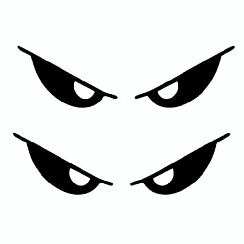 2 Stück 14 x 4 cm, wasserfeste Vinyl-Autoaufkleber mit wütenden Augen für Fenster, Stoßstange, dekoratives Außenzubehör | #DZ70 (Schwarz)