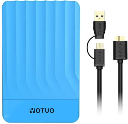 YOTUO Hard disk esterno da 750 GB, hard disk portatile di espansione, USB 3.0 e USB-C per PC, Mac, desktop, laptop, smartphone, PS4, Xbox One, Xbox 360, ufficio e giochi, blu