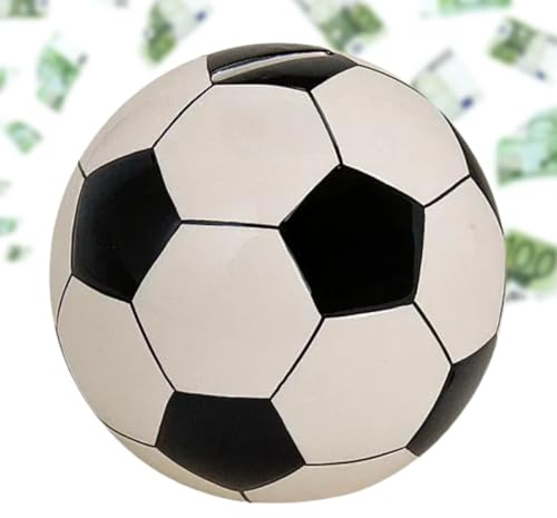 Fussball Spardose schwarz, weiß - Runde 10 cm Keramik Sparbüchse