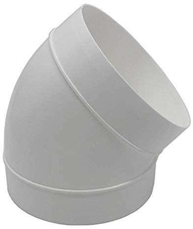 Kair 125mm 45 Degree Round Plastic Duct Elbow | For dryer vents and cooker hoods and extractor fans, Suitable for bathroom and kitchen extraction