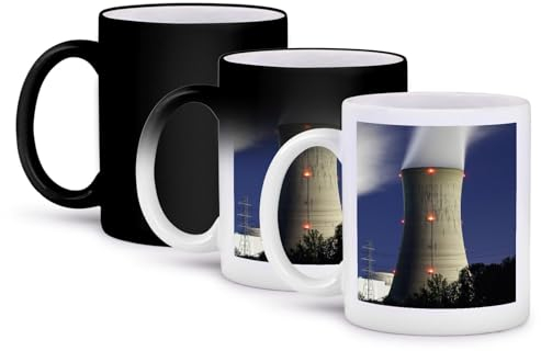3dRose Pennsylvania, Three Mile Island Power Plant Industry-US39 PSO0012-Paul Souders Magische Tasse mit Transformationsfunktion, Keramik, schwarz/weiß, 11 oz
