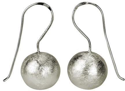 SILBERMOOS Damen Ohrhänger große Kugel rund hängend matt 925 Sterling Silber Ohrschmuck Ohrringe