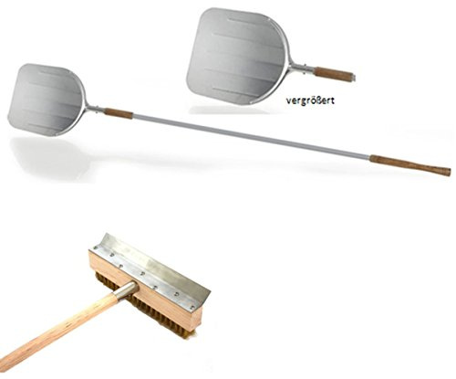 Pizzaofenschaber mit Bürste + Alu - Pizzaschaufel 2 m 35 x 31,5 cm