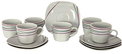 Van Well 6er Set Espressotasse 10cl mit Espressountertasse 12,1cm Caviano