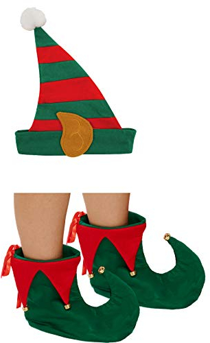 Elfenschuhe + Elfenmütze Hut für Elfen Zwerge Gnom Märchen Narr Stulpen