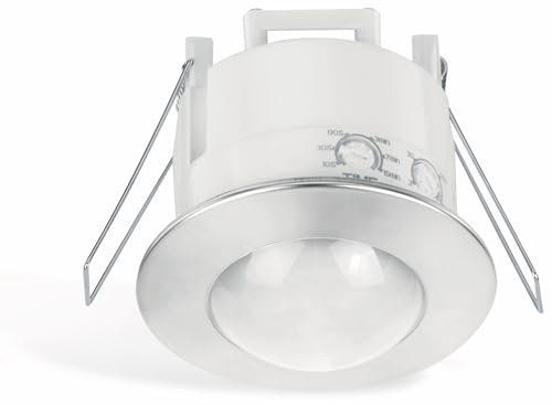 Sonero Ims110 Détecteur de Mouvement au Plafond - Installation à l'Intérieur pour l'Installation au Plafond, Zone de Travail de 360 ° / 6M, Blanc-Chrome (1 Pièce)