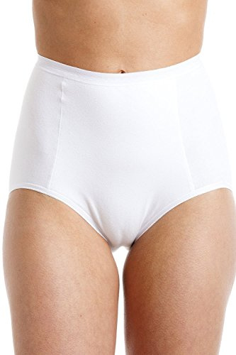 Camille Womens High Waist 2 Pack White Cotton Control Full Briefs 12