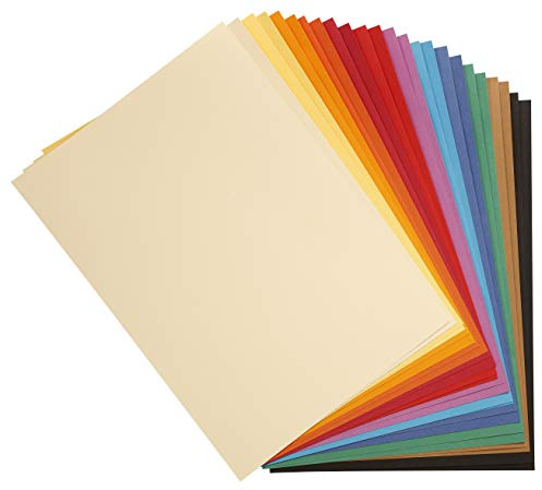 Clairefontaine 960452C Ries mit 100 Blatt Zeichenpapier Tulipe, 160g, DIN A4, säurefrei, 100% Zellulose, 1 Ries, 24 intensive Farben sortiert