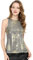 Allegra K Damen Pailletten Oberteil Metallic Glitzer Ärmellos Club Party Camisole Tank-Tops Silber M