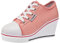 ANUFER Donna Tacco a Zeppa Allacciare Tela Scarpa da Ginnastica Espadrillas Rosa SN02435 EU35