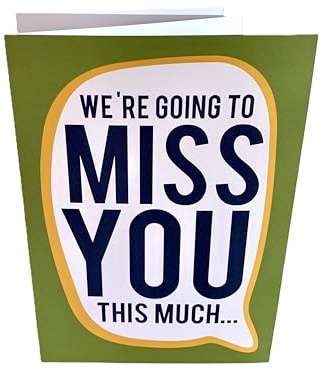 WRAPT 'We're Going To Miss You' Fold Out A4 Card - Leaving Card For Colleagues with 7x Blank A4 Sides | Thank You Teacher Card | New Job, Retirement | Large Greeting Card With Envelope Included