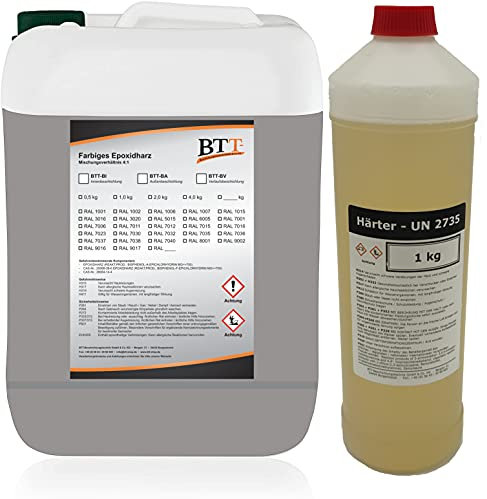 BTT-BA Epoxidharz Bodenbeschichtung RAL 7036 für 5m² Außen Fliesenlack Betonfarbe Estrichfarbe Balkonfarbe Betonplattenfarbe Terrassenfarbe Gehwegfarbe Gießharz Epoxy