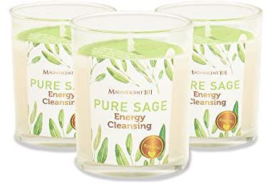 Magnificent 101 Set von 3 lang anhaltenden reinen Salbei Kerzen - 3,5 Oz jeder - 42 Stunden brennen | Alle natürlichen, organischen, Petroleum & Paraffin freie, um Ihr Haus zu reinigen, entspannen