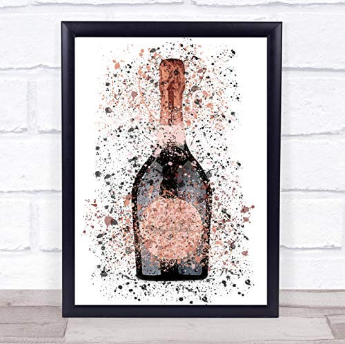 Dark Rose Champagne Bottle Wall Art Print