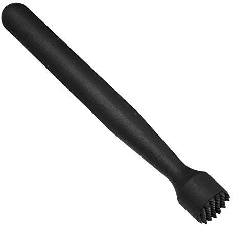Caipirinha Cuillère en plastique noir avec extrémité dentelée (20 cm)