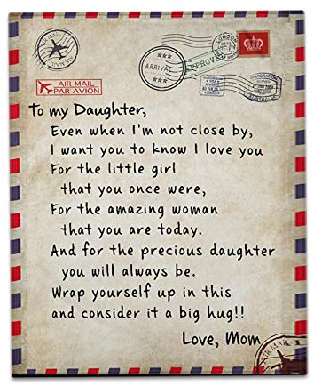 Augproveshak Decke Mit Personalisierter Nachricht Und Buchstaben, Bequeme Fleece-Decke, Letter Letters to My Daughter Express Love Blanket for Birthday Christmas Thanksgiving Graduation