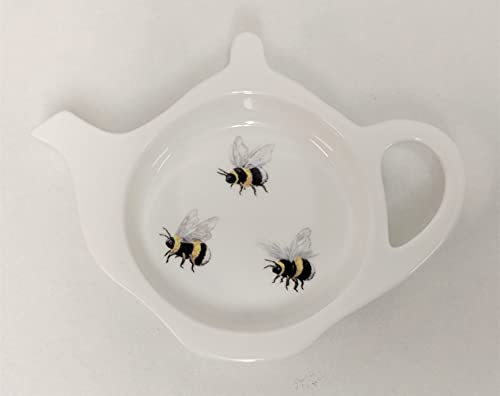 Dandelion Collection Bumble Bees Fine Bone China Teabag Tidy - Yellow and Black, Rectangular, Ceramic