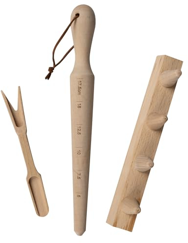 Windhager Anzuchtswerkzeug Set 3-teilig, Pflanzset für Blumenzwiebel, Samenpflanzset, Pflanzwerkzeug für Gartenbeete und Hochbeete, inklusive Pflanzholz, Pikierleiste und Pikiergabel, Buchenholz