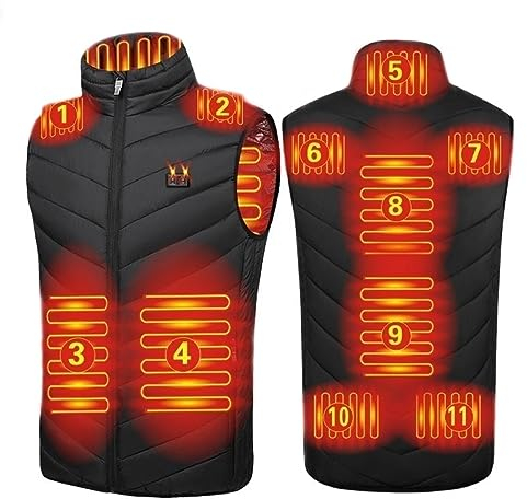 joyvio Electric Heated Vest, Unisex Washable USB Rechargeable Heated Waistcoat Winter Body Warmer Jacket Heated Gilet Coat for Outdoor Activities Men/Women Black (Power Bank Not Included), L