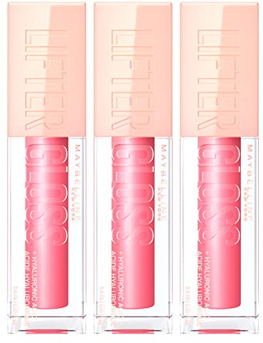 3 x Maybelline Lipgloss mit Hyaluronsäure, Farbe Blütenblatt 005-3, Lipgloss