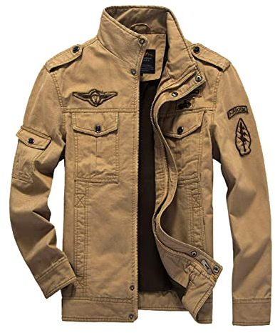 MERCIYD Giacca Militari Uomo Giubbotto Classico in Cotone Giubbotto Bomber Multitasche Giubbotto Casual Antivento Cerniera Giacca