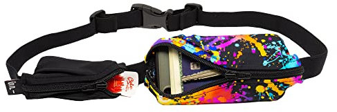 SPIbelt Laufgürtel für Erwachsene, Doppeltasche, erweiterbare Taschen, verstellbare Taille, kein Hüpfen, Rave mit schwarzem Reißverschluss, X-Large