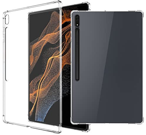 GEJEFA Galaxy Tab S8 Ultra/Galaxy Tab S9 Ultra 14,6 pouces Housse de protection souple transparente avec coins renforcés pour tablette Samsung Galaxy Tab S8 Ultra