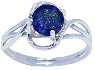 Echte Edelsteine ​​Lapislazuli Runde Form Facettierter Blauer Lapislazuli 925 Silberringe - Schmuckzubehör Tolles Geschenk für Freundin Geburtssteinring