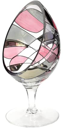 Nobile Glassware ROSE Mosaic Stemmed Candle Tealight Holder - Mouth Blown/Hand Decorated Glass - Silver/Rose - Ideal Anniversary Birthday Wedding Gift - 21 cm, Pink (123)