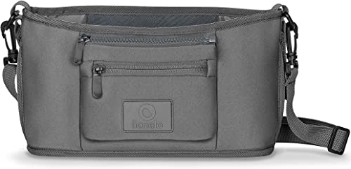 LIONELO Little Cube Kinderwagen-Organizer, zwei Flaschentaschen, einfache und schnelle Montage, wasserdicht und langlebig, Umhängetasche, verstärkter Boden, Tasche für kleine Gegenstände (Grau)