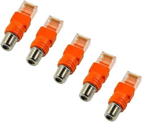 5pcs RJ45 à f connecteur coaxial adaptateur, f femelle à RJ45 coaxial barillet adaptateur mâle RJ45 à RF convertisseur de connecteur pour testeur de ligne et finder